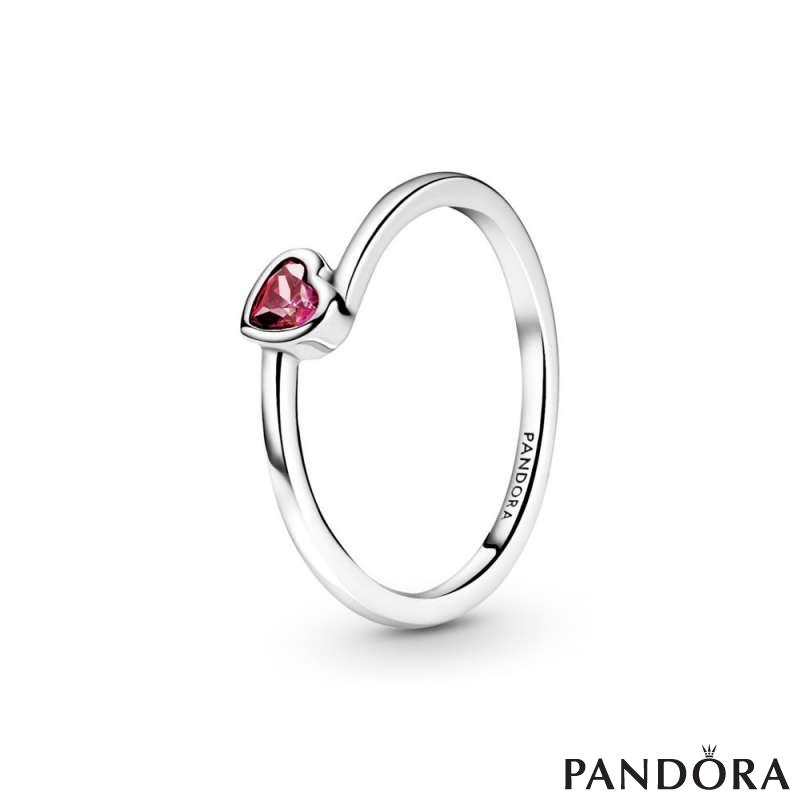 Red Tilted Heart Solitaire Ring PANDORA