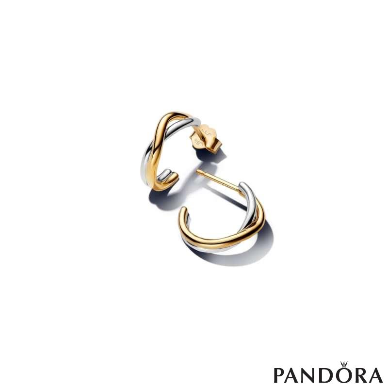 Organically Shaped Two-tone Open Hoop Earrings
