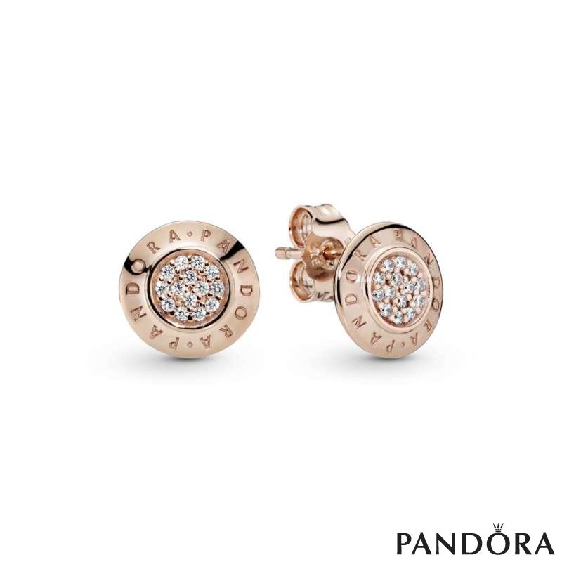 Sparkling Pandora Logo Stud Earrings PANDORA