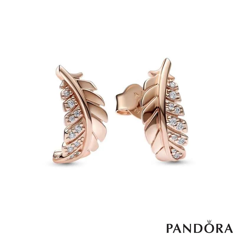 Floating Curved Feather Stud Earrings 