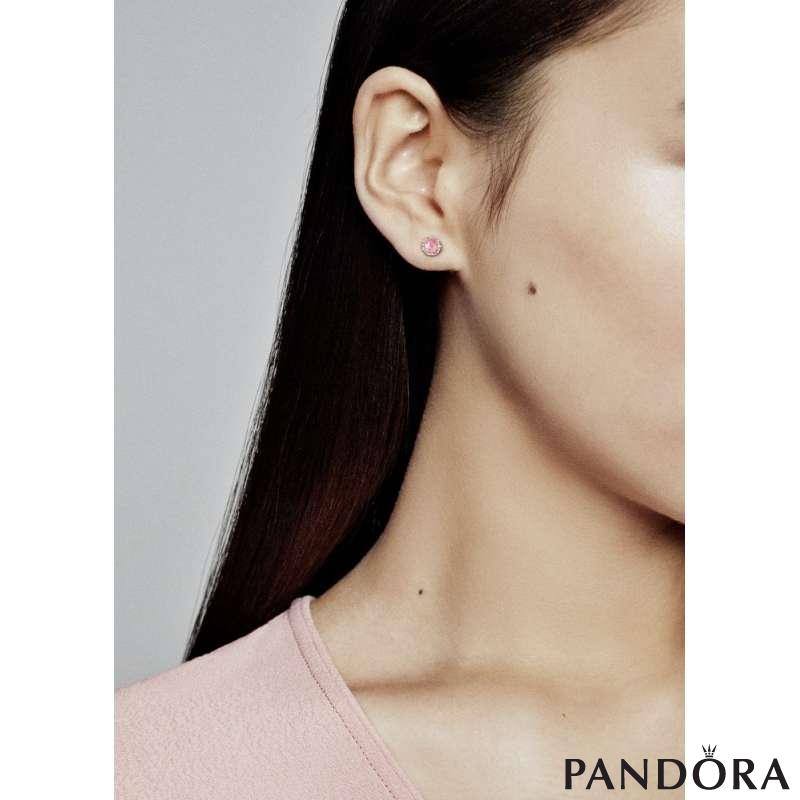 Pink Sparkling Crown Stud Earrings