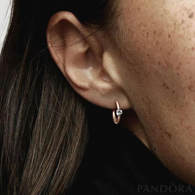 Light Blue Solitaire Huggie Hoop Earrings PANDORA