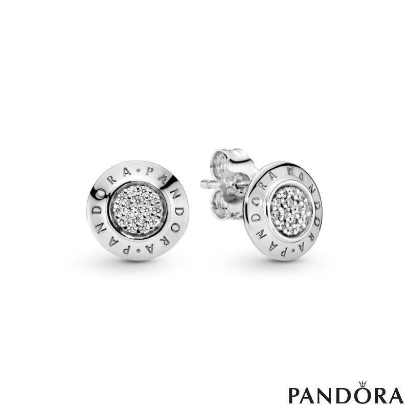 Sparkling Pandora Logo Stud Earrings
