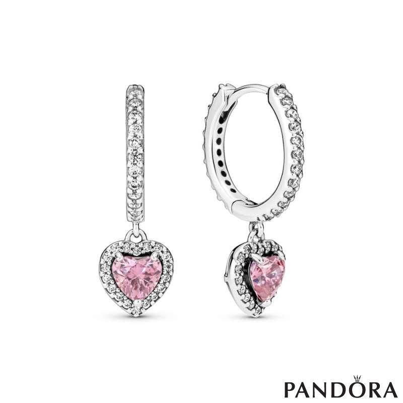 Sparkling Halo Heart Hoop Earrings 