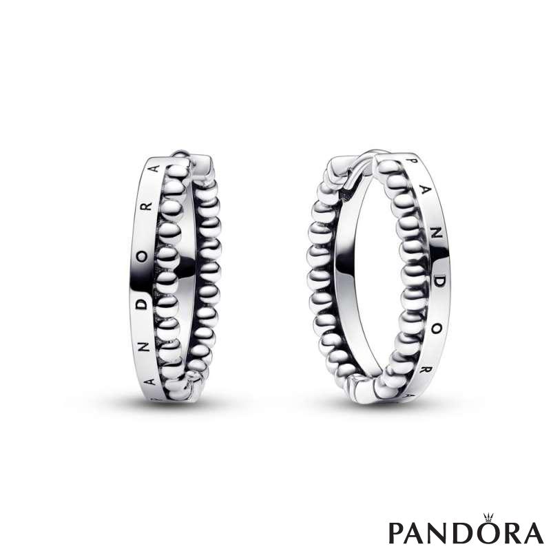 Обетки-алки Pandora Signature лого и перли 