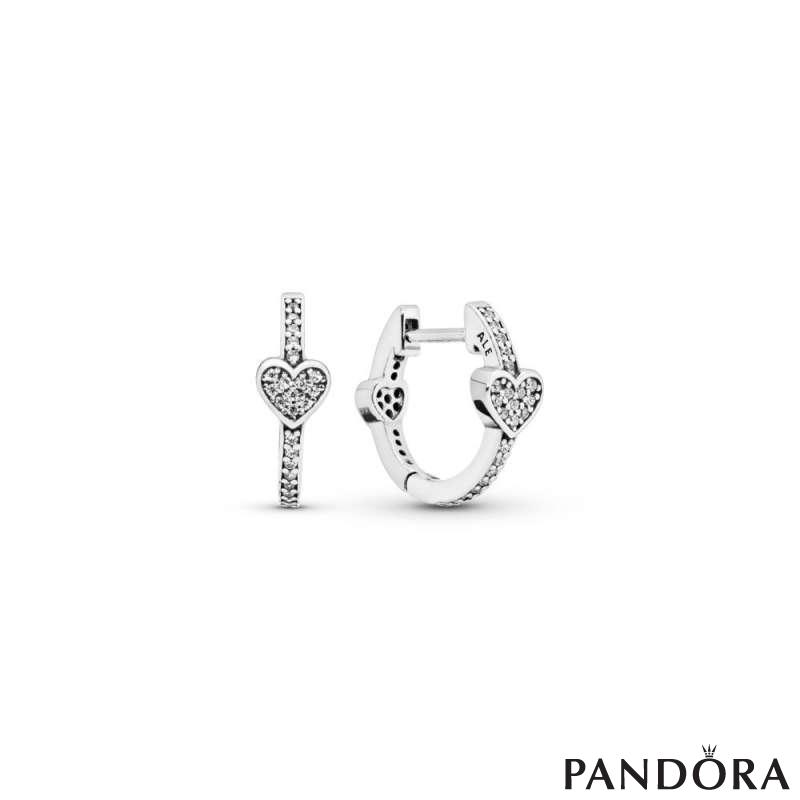 Pave Heart Hoop Earrings PANDORA