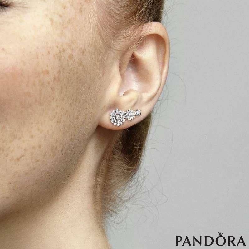 Sparkling Daisy Flower Trio Stud Earrings