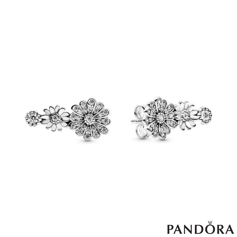 Sparkling Daisy Flower Trio Stud Earrings 