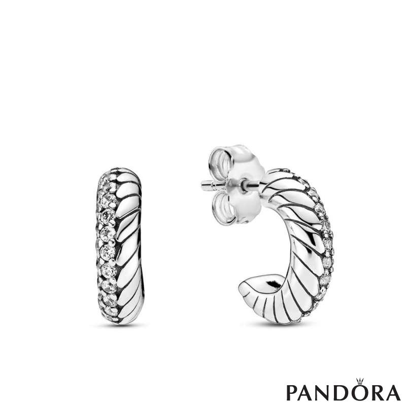 Pavé Snake Chain Pattern Hoop Earrings