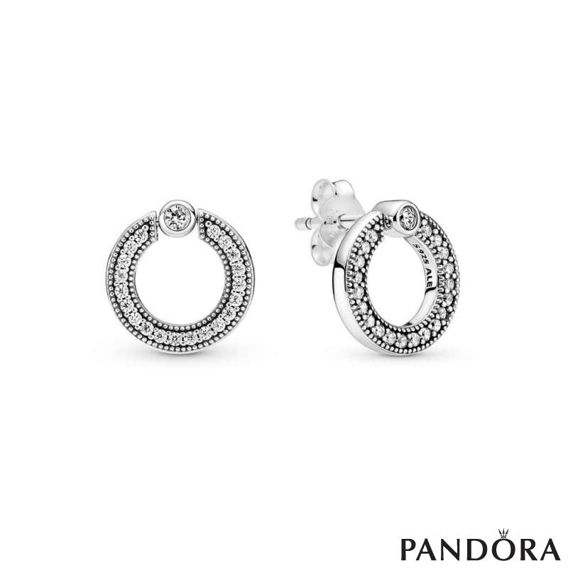 Pavé & Logo Circle Reversible Stud Earrings