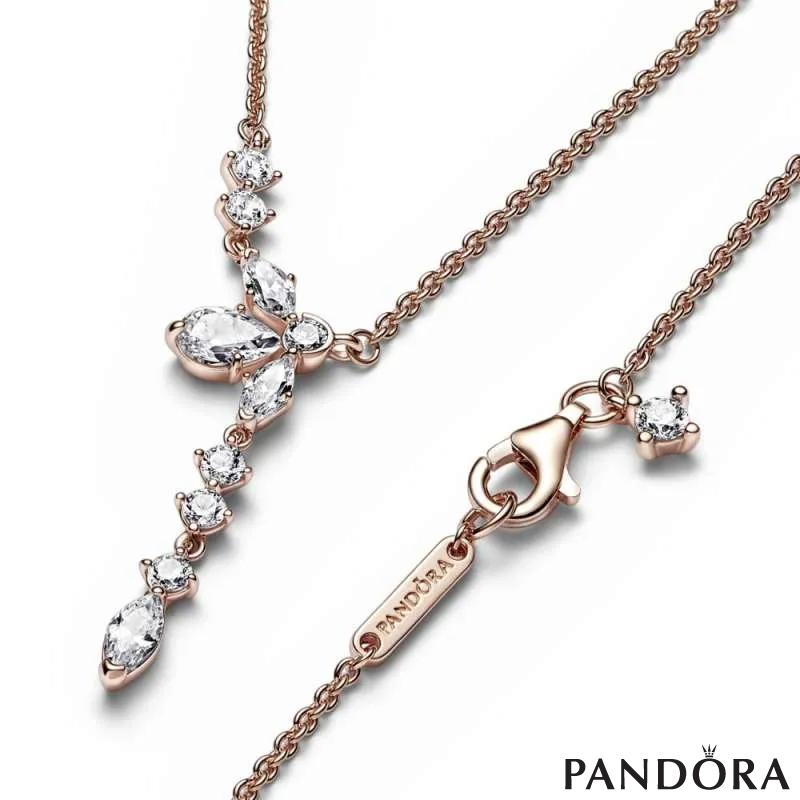 Herbarium cluster 14k rose gold-plated collier with clear cubic zirconia 