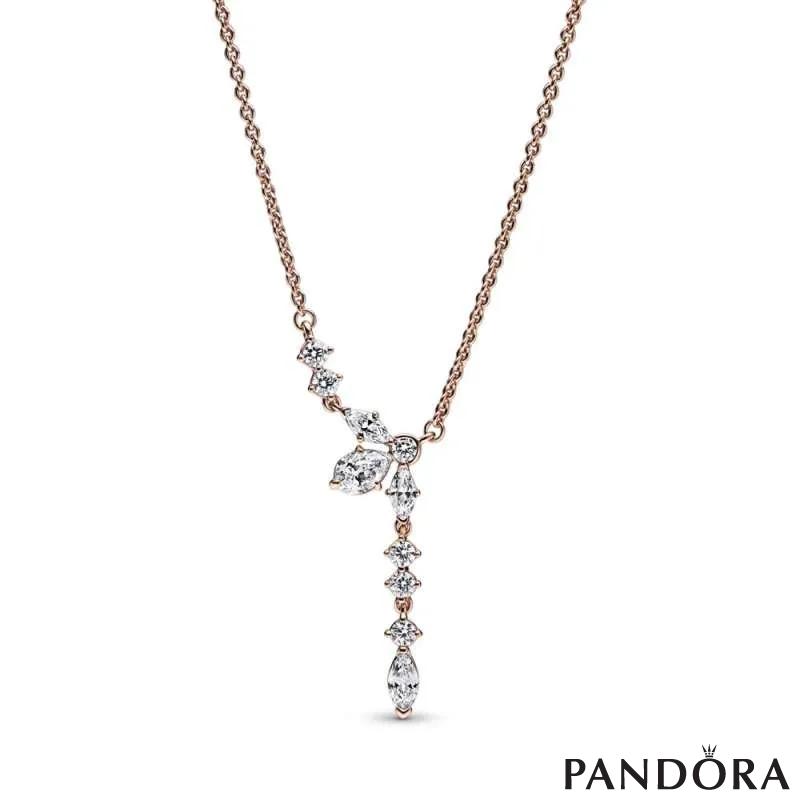 Herbarium cluster 14k rose gold-plated collier with clear cubic zirconia 