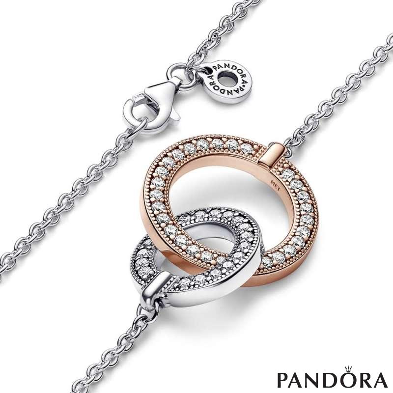 Pandora Signature Two tone Intertwined Circles Necklace 