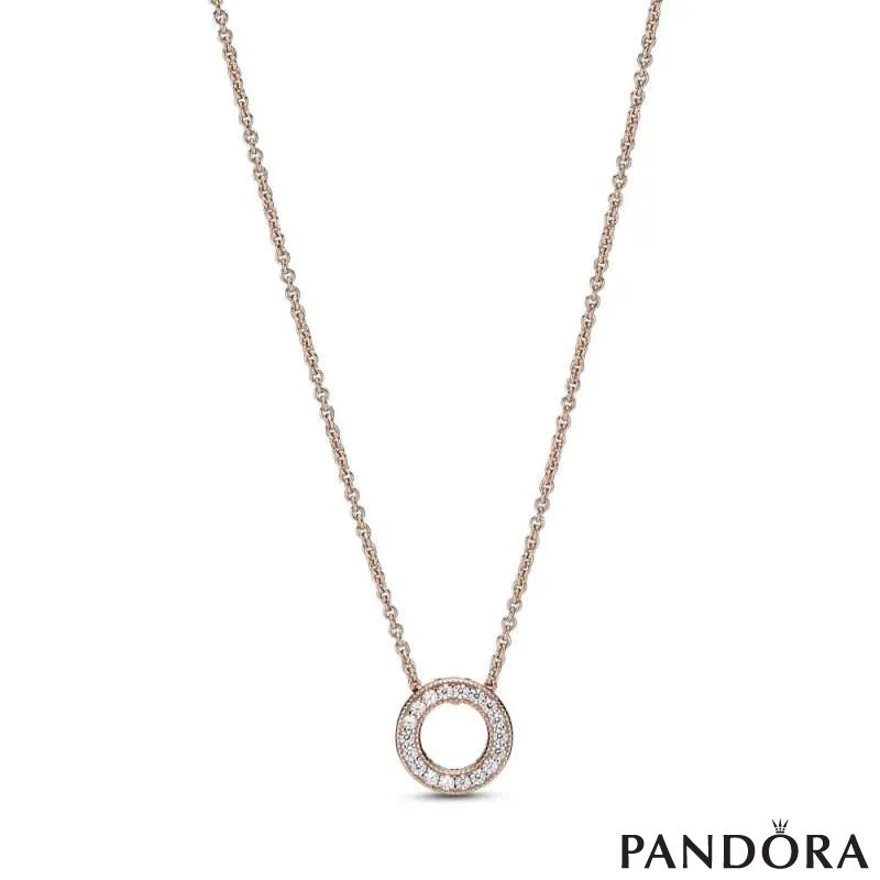 Pandora Logo Pavé Circle Collier Necklace 