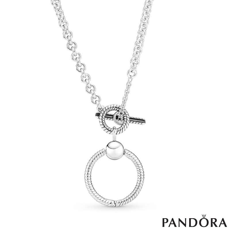 Pandora Moments O Pendant T-bar Necklace 