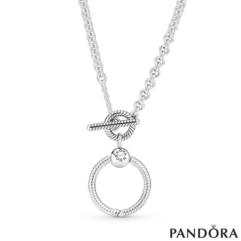 Pandora Moments O Pendant T-bar Necklace 