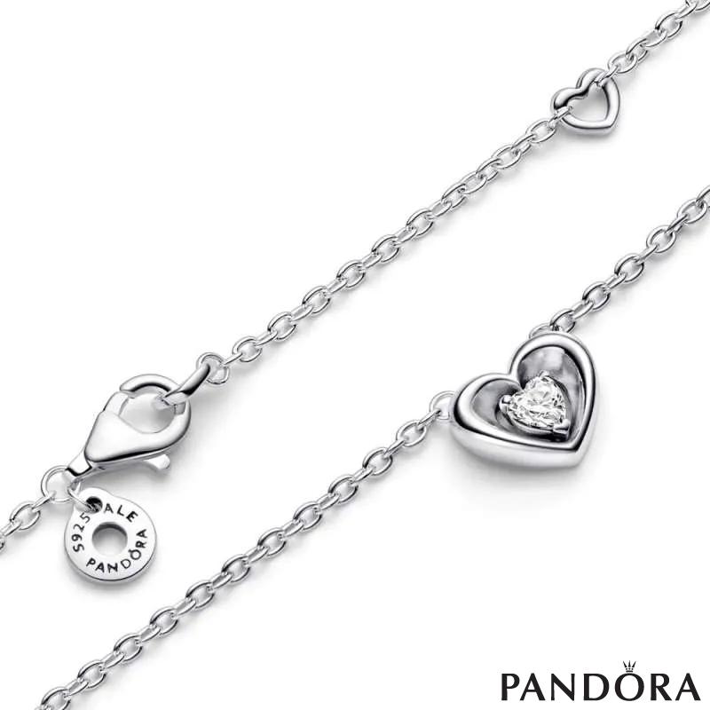 Heart sterling silver collier with clear cubic zirconia 