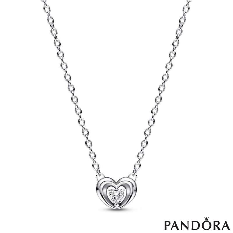 Heart sterling silver collier with clear cubic zirconia 