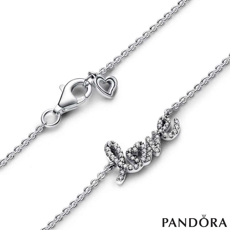 Sparkling Handwritten Love Collier Necklace PANDORA