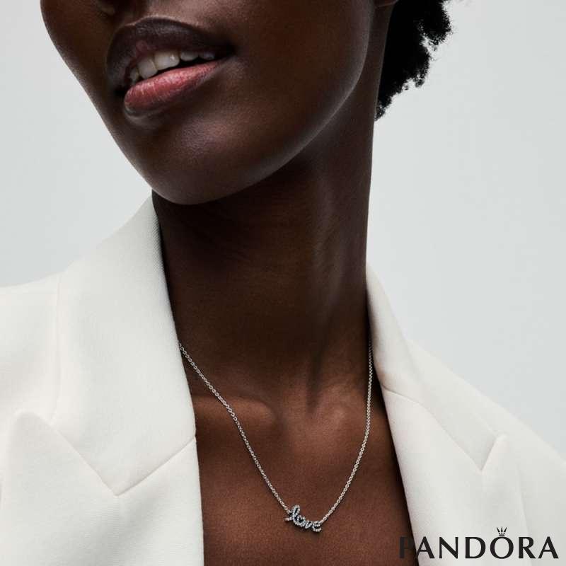 Sparkling Handwritten Love Collier Necklace
