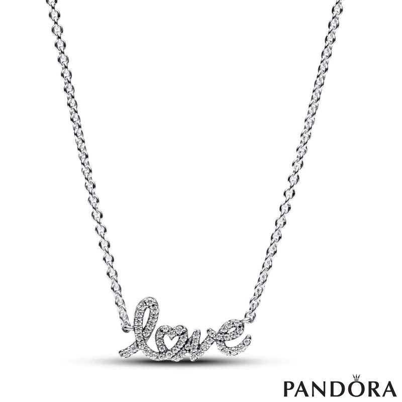 Sparkling Handwritten Love Collier Necklace