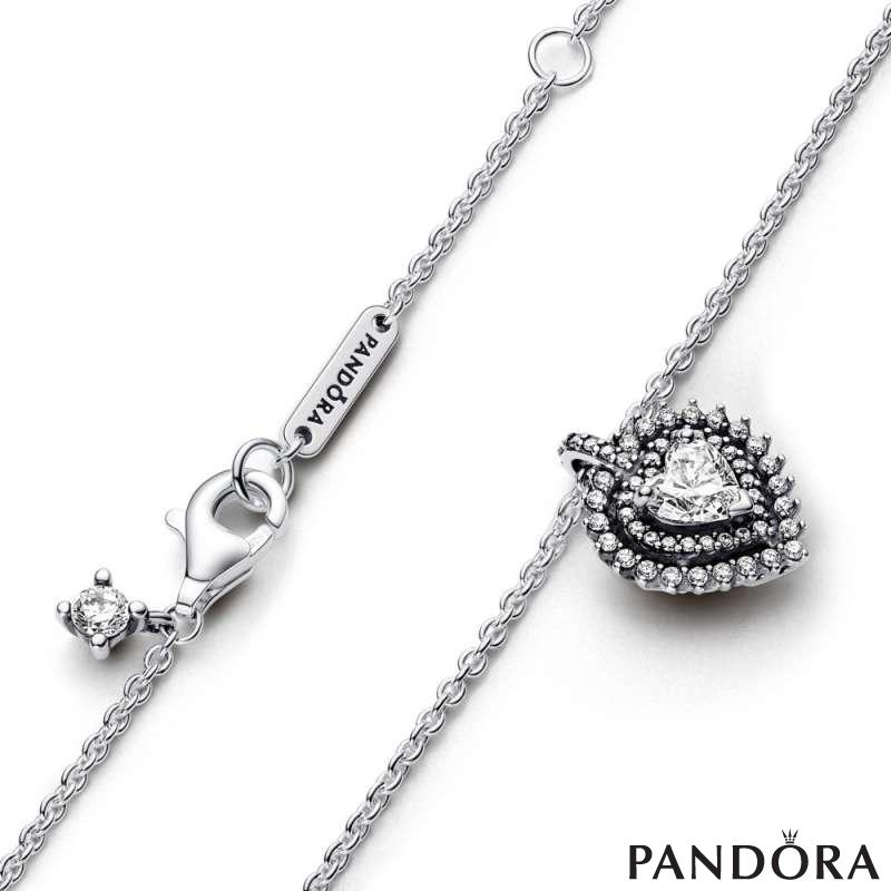 Sparkling Heart Halo Pendant Necklace 