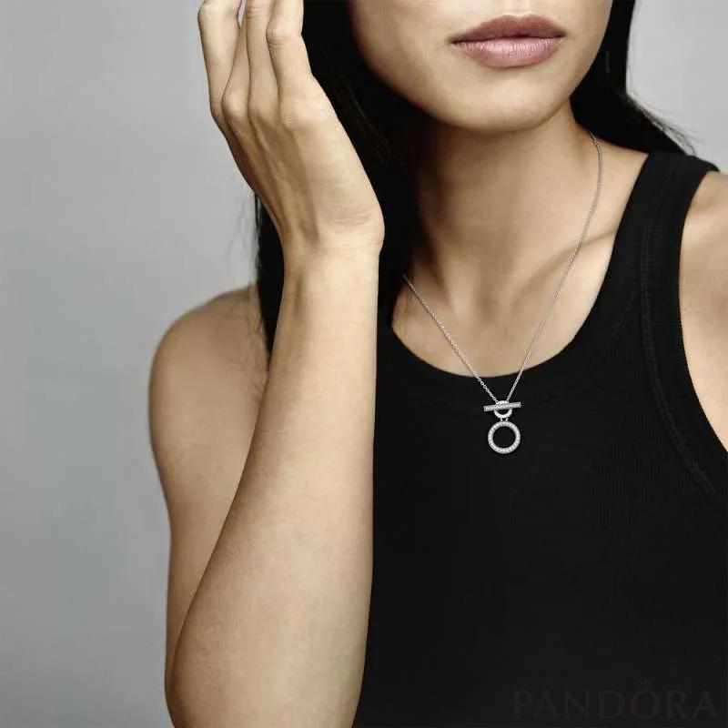 Double Hoop T-bar Necklace