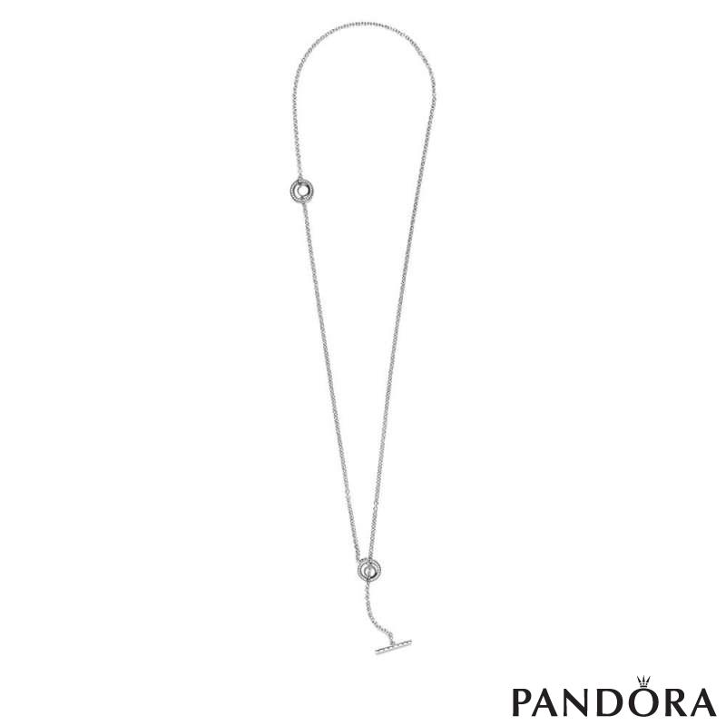 Pav Circle Logo T bar Heart Necklace PANDORA