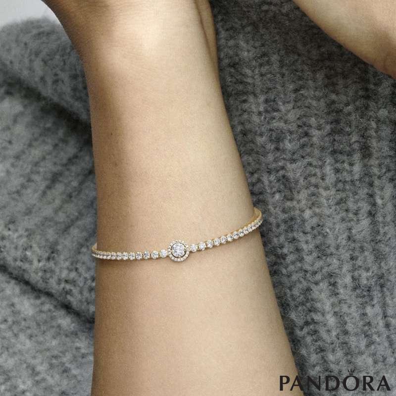 14k Gold-plated bracelet with clear cubic zirconia 