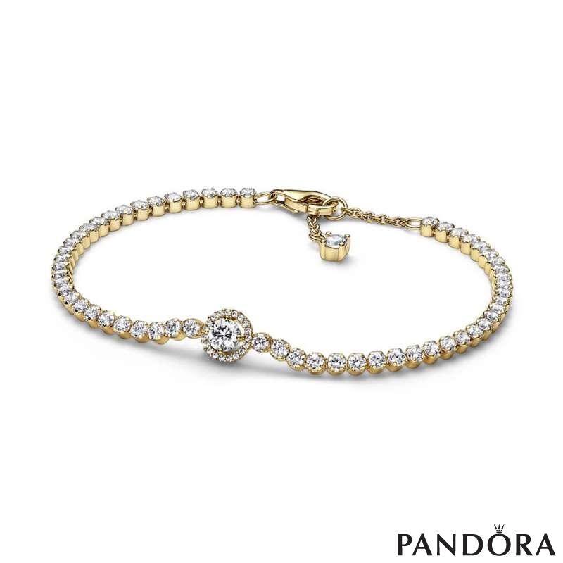 14k Gold-plated bracelet with clear cubic zirconia 