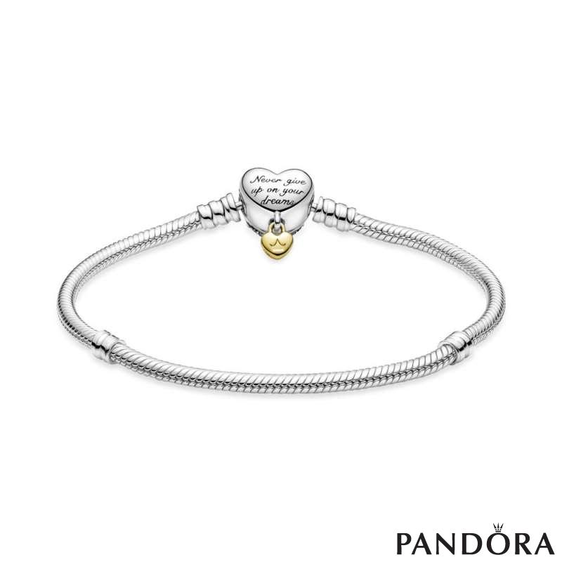 Disney Princess Pandora Moments Heart Clasp Snake Chain Bracelet 