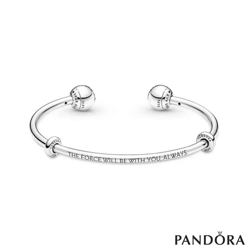 Bangle отворена белегзија Pandora Moments со лого на Star Wars™ светла и темна страна
