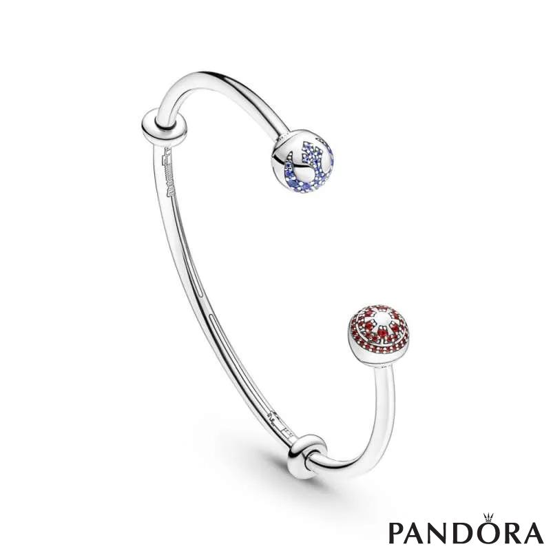 Bangle отворена белегзија Pandora Moments со лого на Star Wars™ светла и темна страна