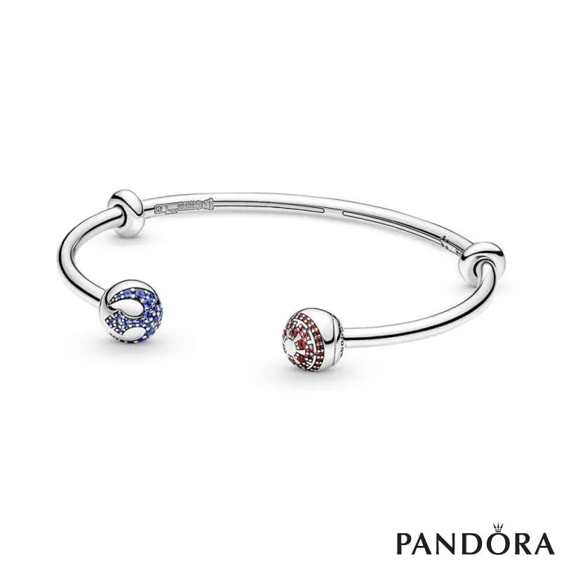 Bangle отворена белегзија Pandora Moments со лого на Star Wars™ светла и темна страна 