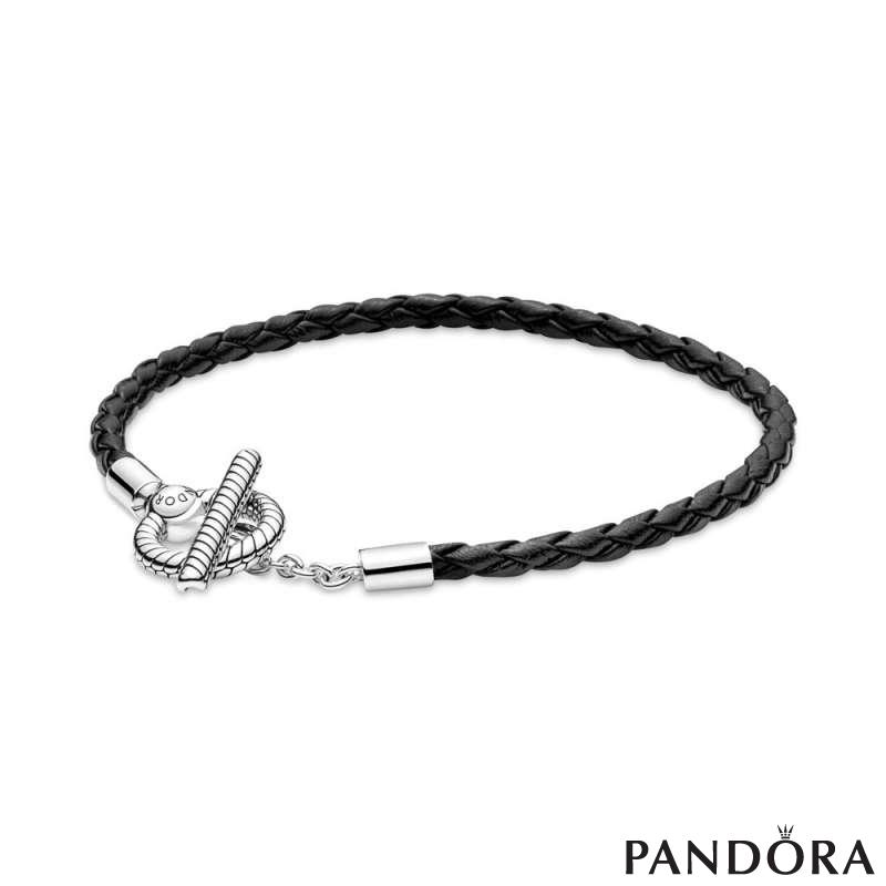 Pandora Moments Braided Leather T-bar Bracelet 