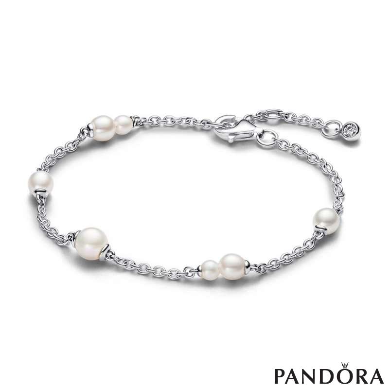 Treated Freshwater Cultured Pearl Station Chain Bracelet 