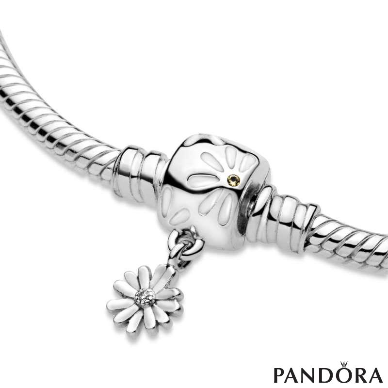 Pandora Moments Daisy Flower Clasp Snake Chain Bracelet 