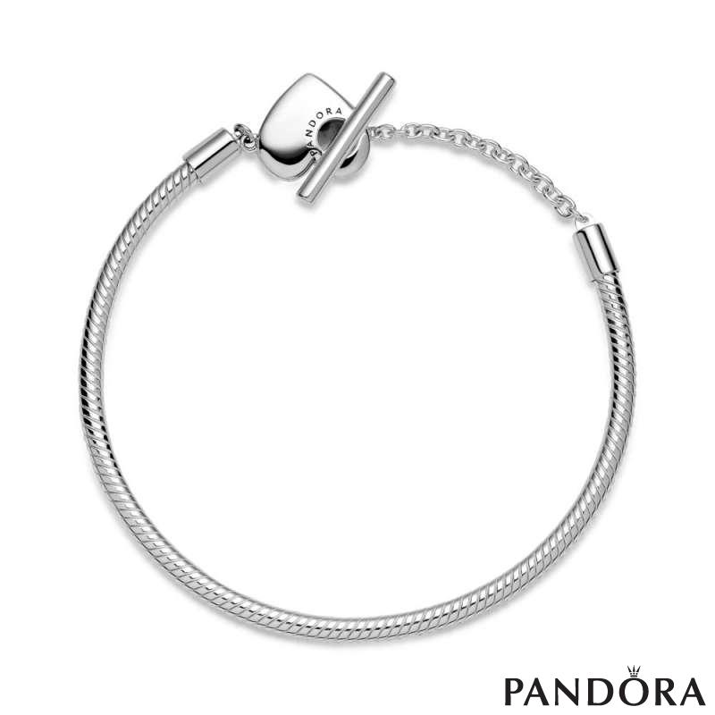 Pandora Moments Heart T-Bar Snake Chain Bracelet 