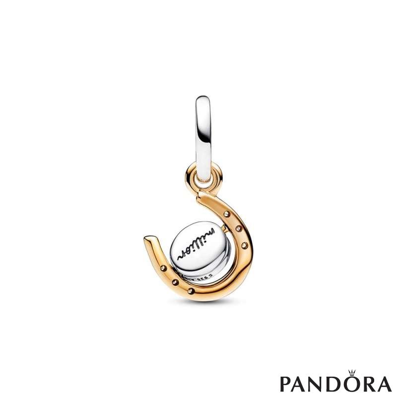 Two-tone Spinning Disc Horseshoe Dangle Charm 