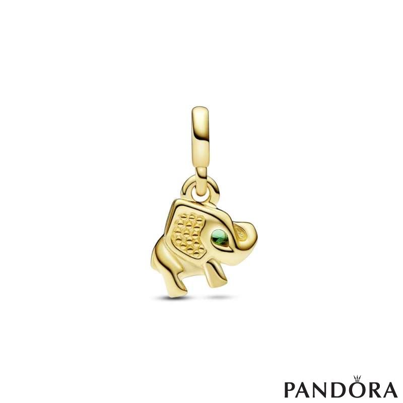 Elephant 14k gold-plated mini dangle with royal green crystal 