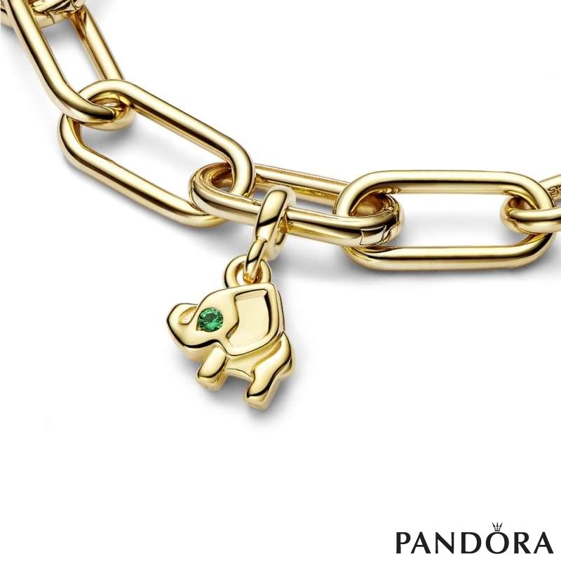 Elephant 14k gold-plated mini dangle with royal green crystal 