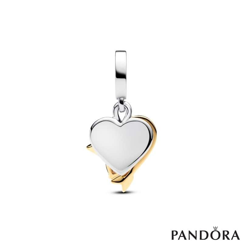 Engravable Heart & Arrow Double Dangle Charm