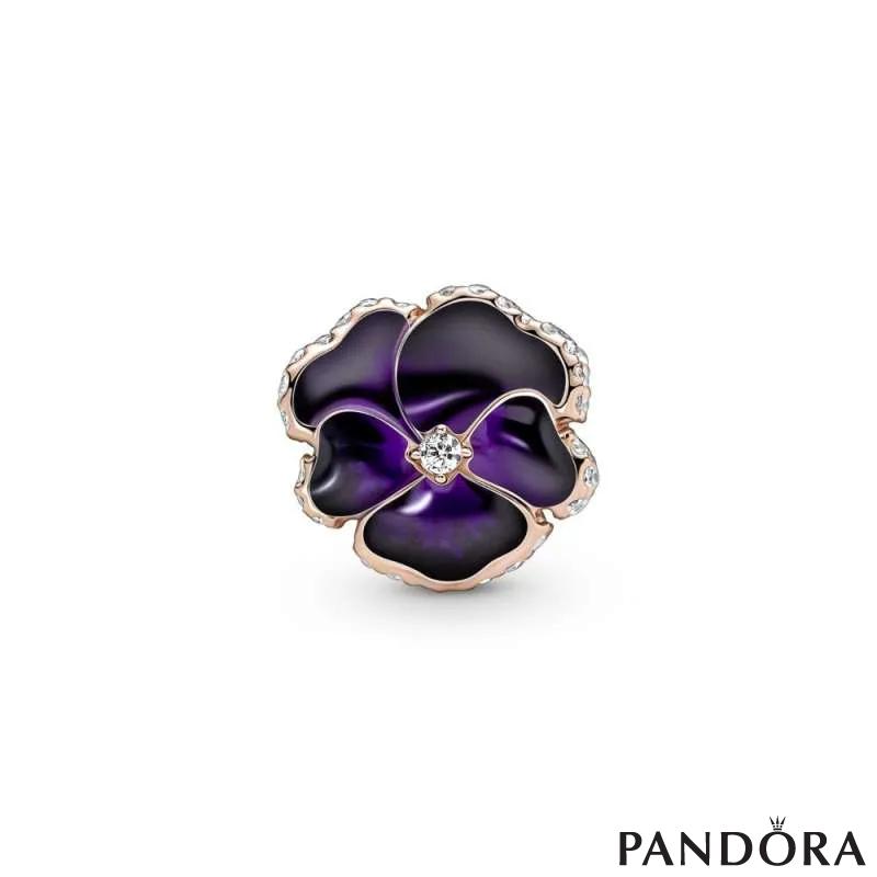 Deep Purple Pansy Flower Charm 