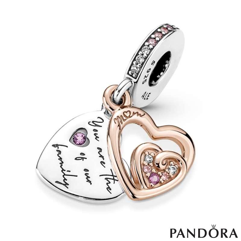 Entwined Infinite Hearts Double Dangle Charm 
