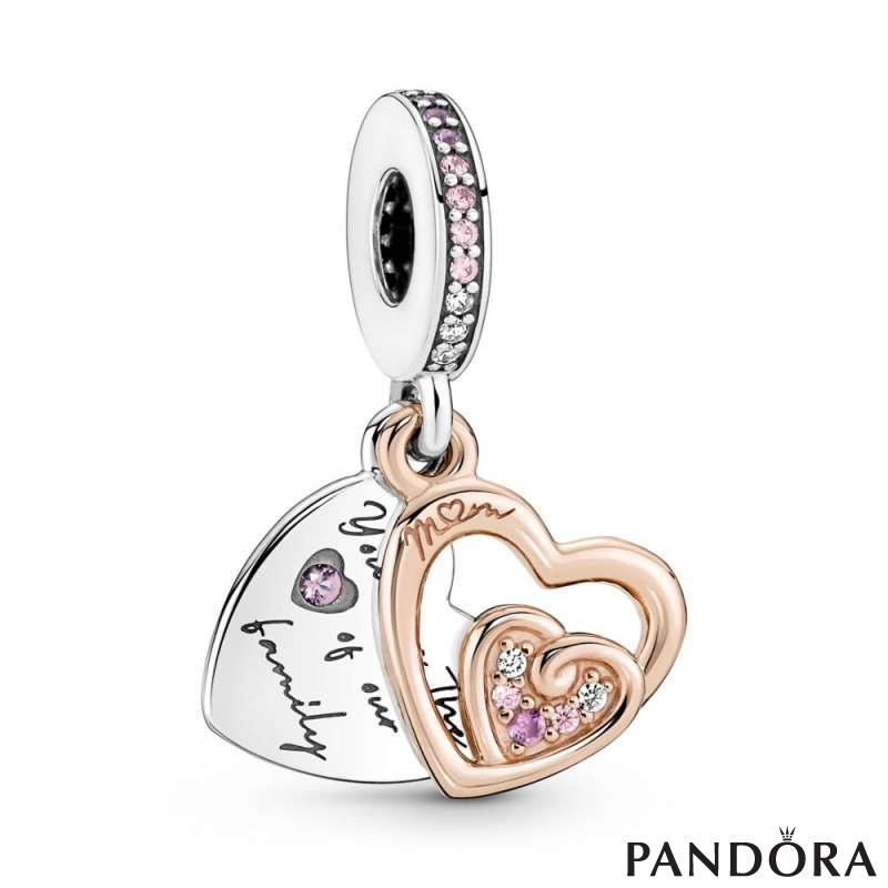 Entwined Infinite Hearts Double Dangle Charm 