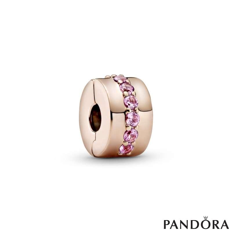 Pink Sparkling Row Clip Charm PANDORA