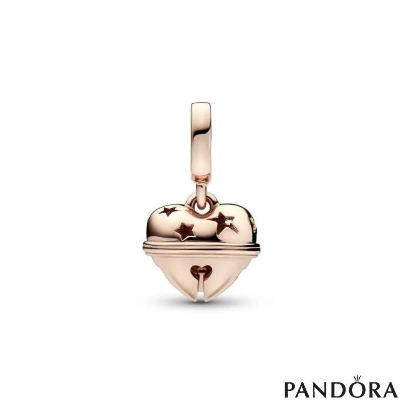 Heart bell 14k rose gold plated dangle 