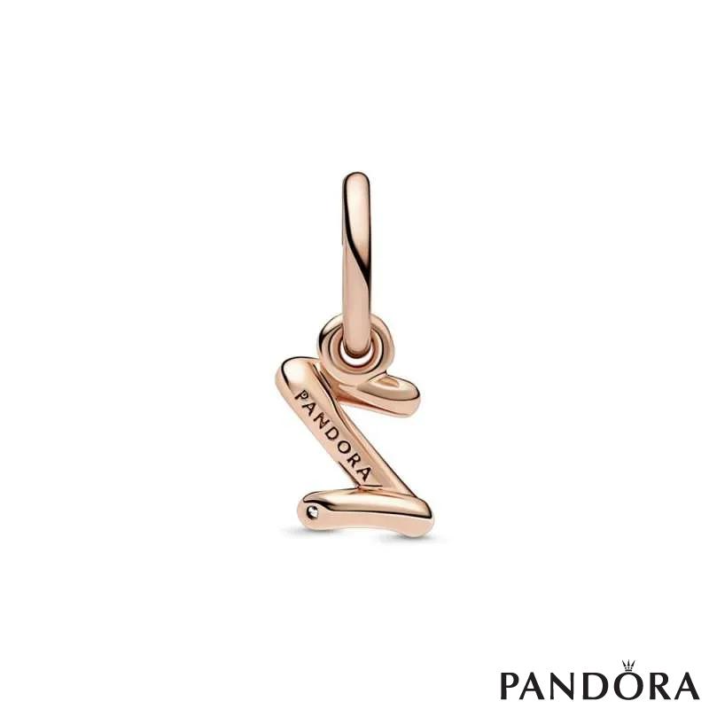 Letter z 14k rose gold-plated dangle with clear cubic zirconia 