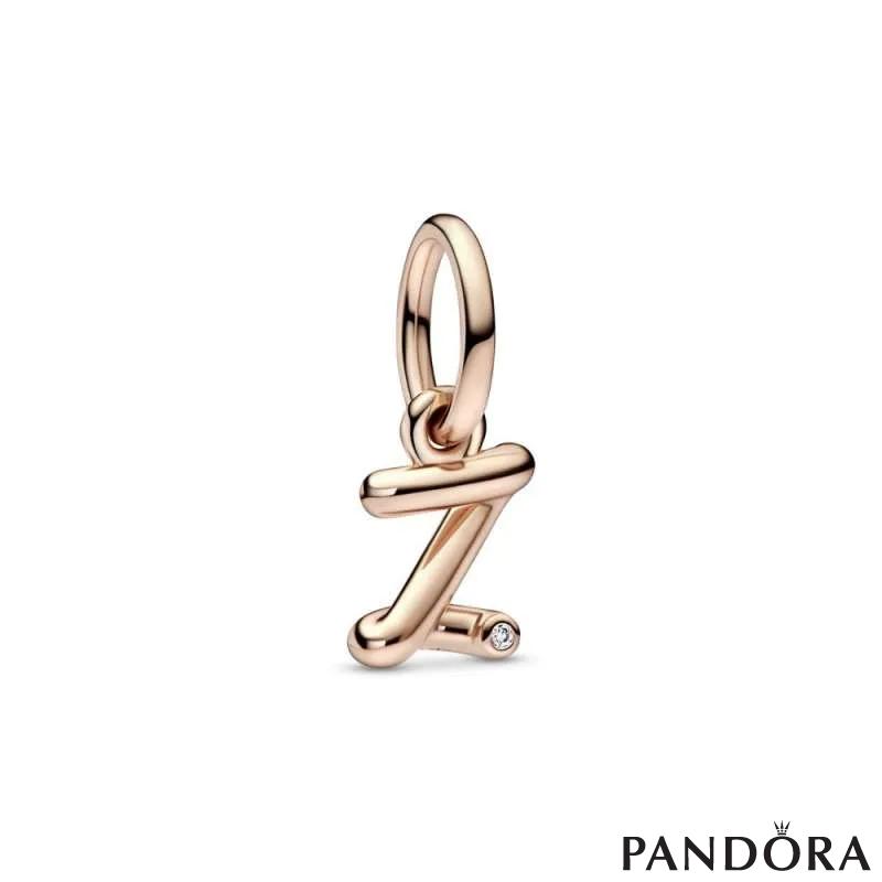 Letter z 14k rose gold-plated dangle with clear cubic zirconia 