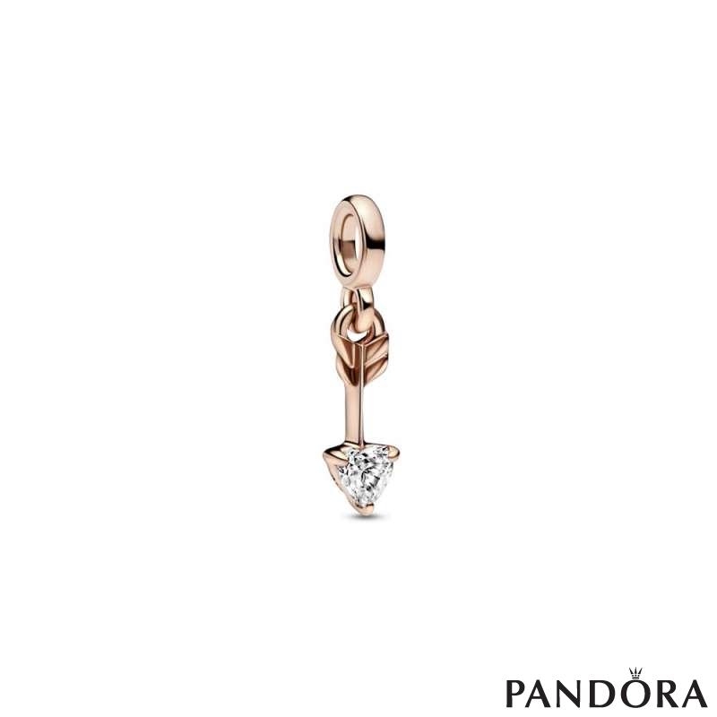 Arrow 14k rose gold-plated mini dangle with clear cubic zirconia 